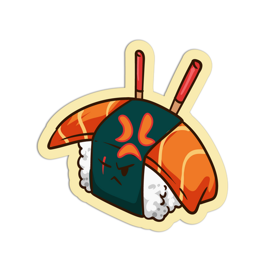 Battle-Scarred Salmon Roll With It Sticker