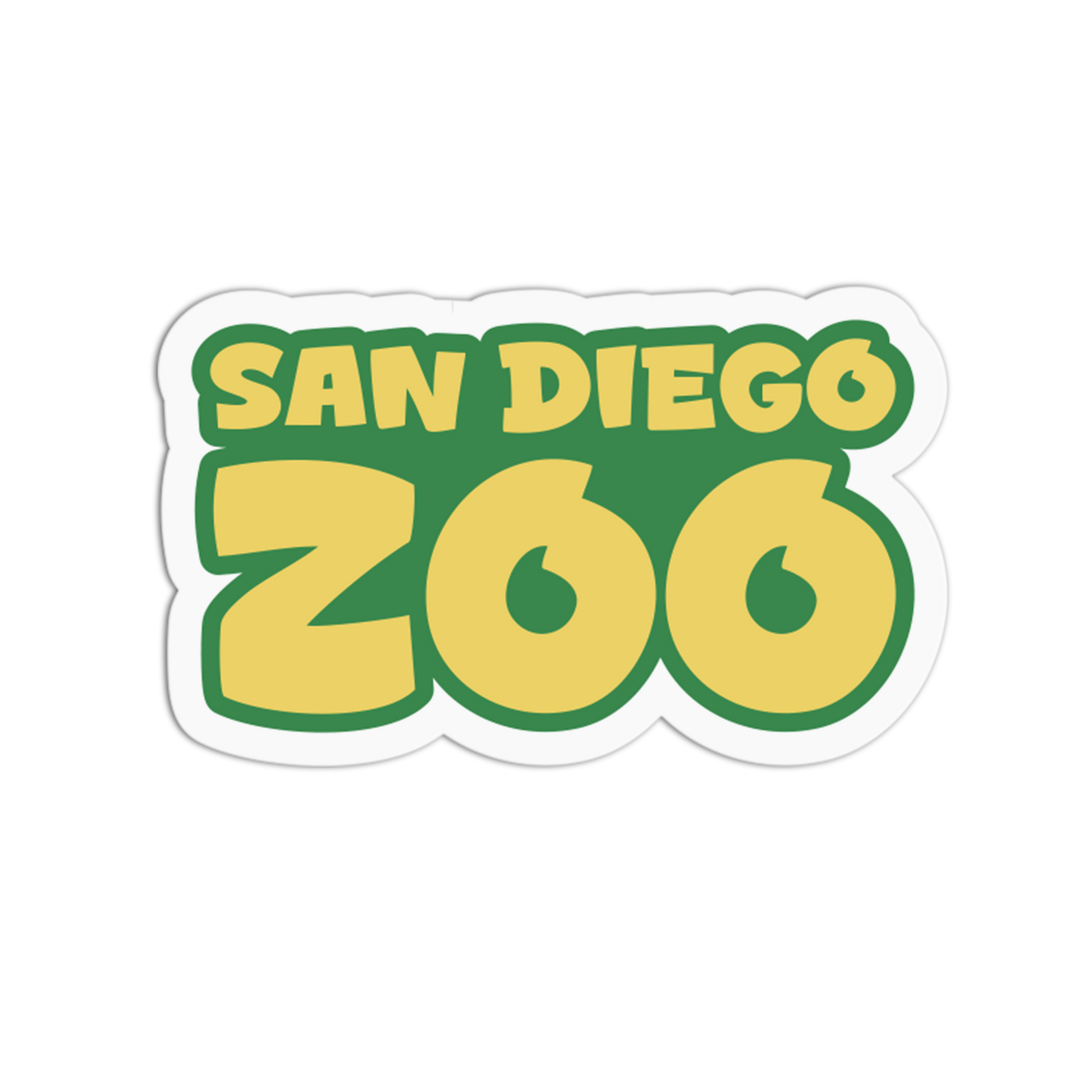 San Diego Zoo logo with green and yellow text on a white background