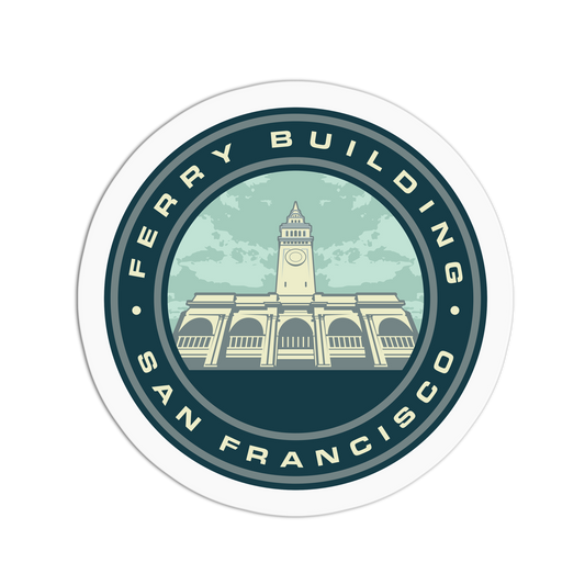 Sticker with Ferry Building San Francisco design on a white background