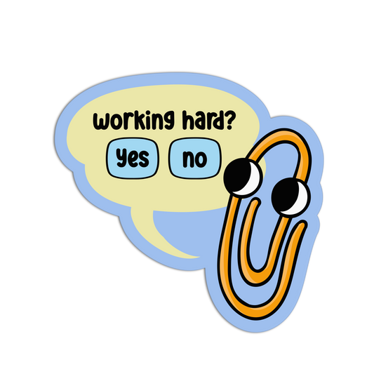 Working Hard? Yes No Sarcastic Office Sticker