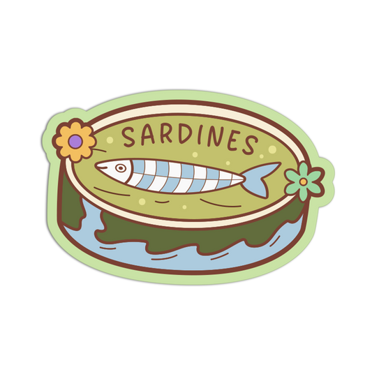 Illustration of a sardine can with a fish on a white background