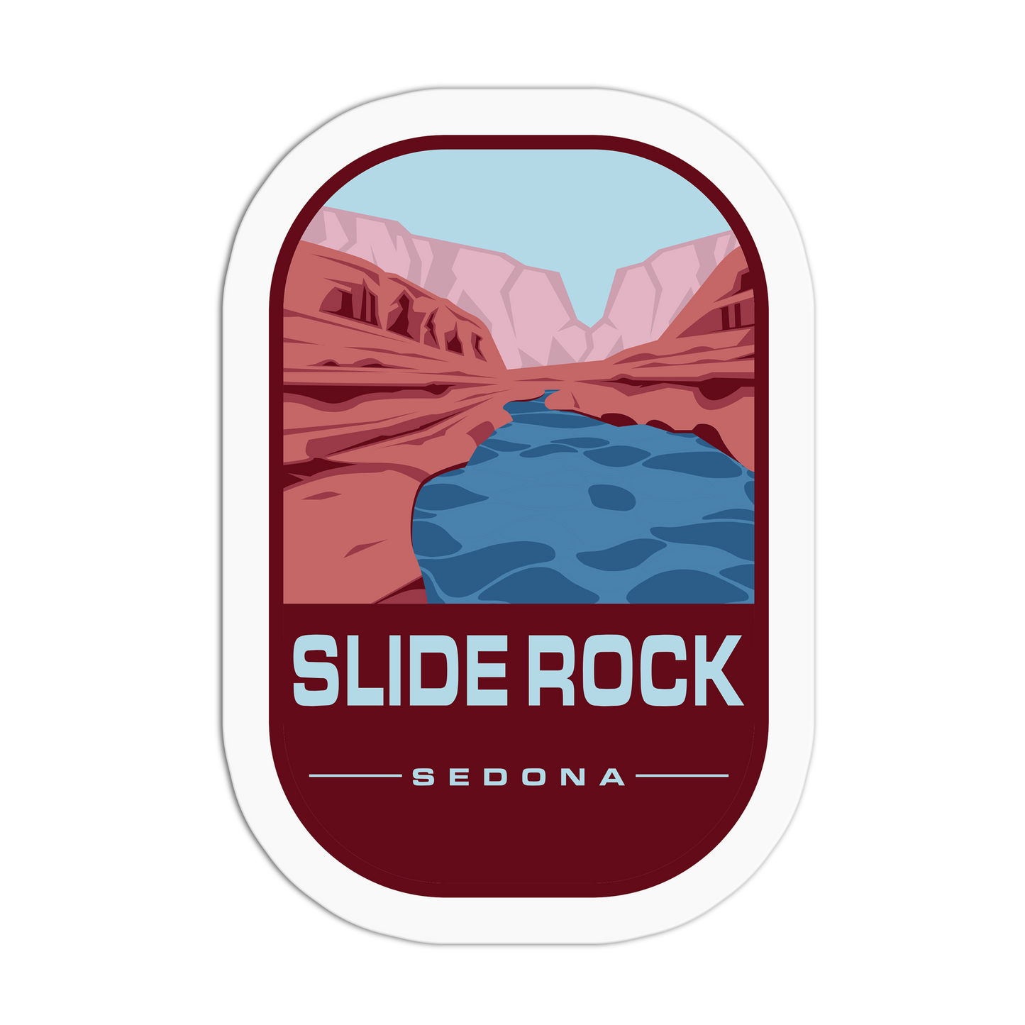 Sticker with Slide Rock Sedona design on a white background
