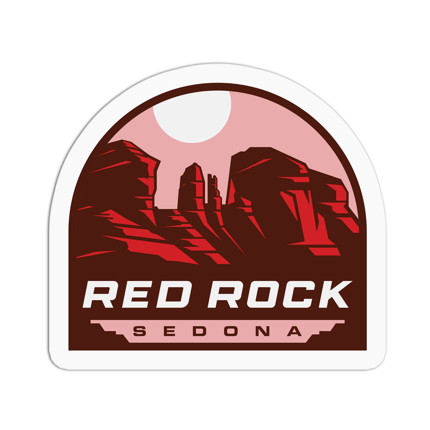 Sticker with red rock landscape and 'Red Rock Sedona' text on a white background