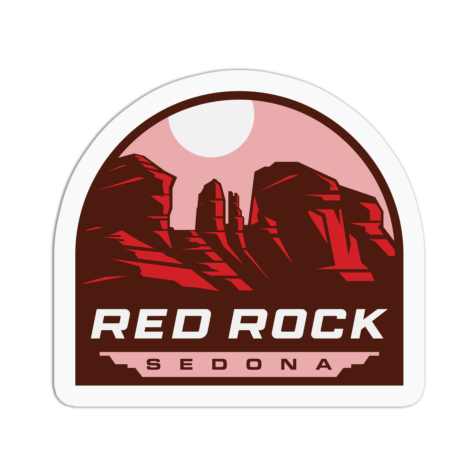 Sticker with red rock landscape and 'Red Rock Sedona' text on a white background