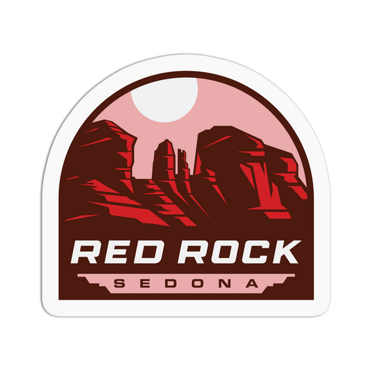Sticker with red rock landscape and 'Red Rock Sedona' text on a white background