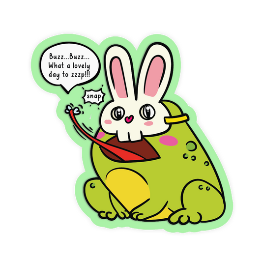 Cartoon rabbit character with a green outline on a white background
