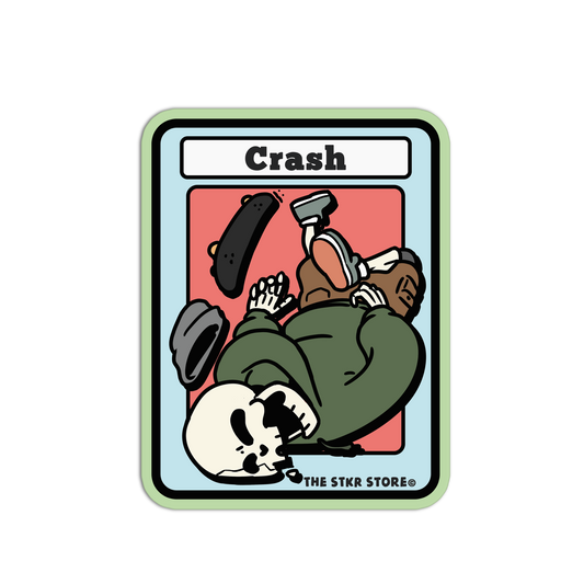 Crash Skateboarding Skull Sticker
