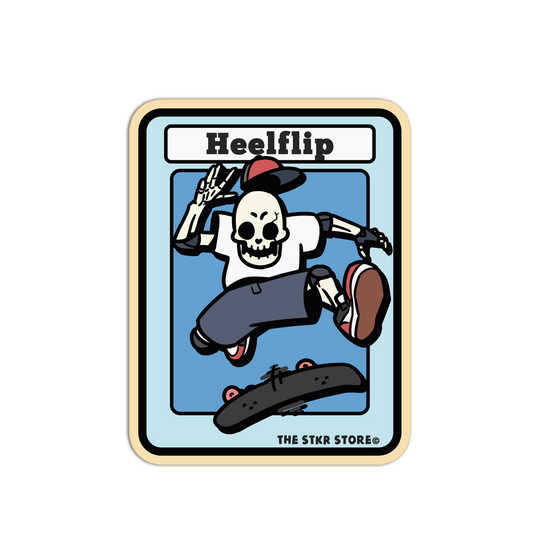 Heelflip Skateboarding Skull Sticker