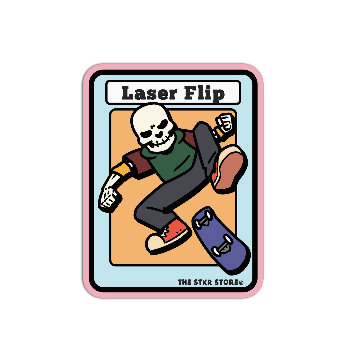 Laser Flip Skateboarding Skull Sticker