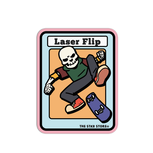 Laser Flip Skateboarding Skull Sticker