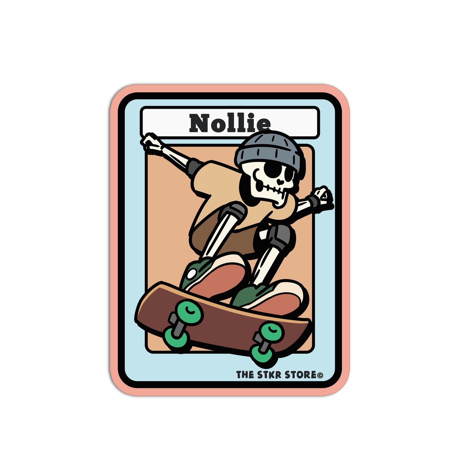 Nollie Skateboarding Skull Sticker