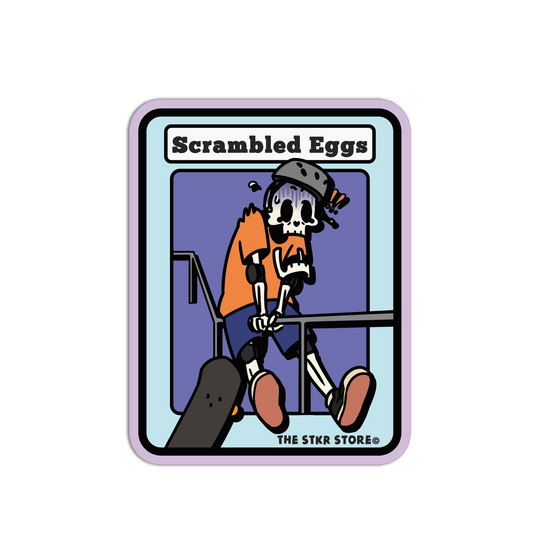 Scrambled Eggs Skateboarding Skull Sticker