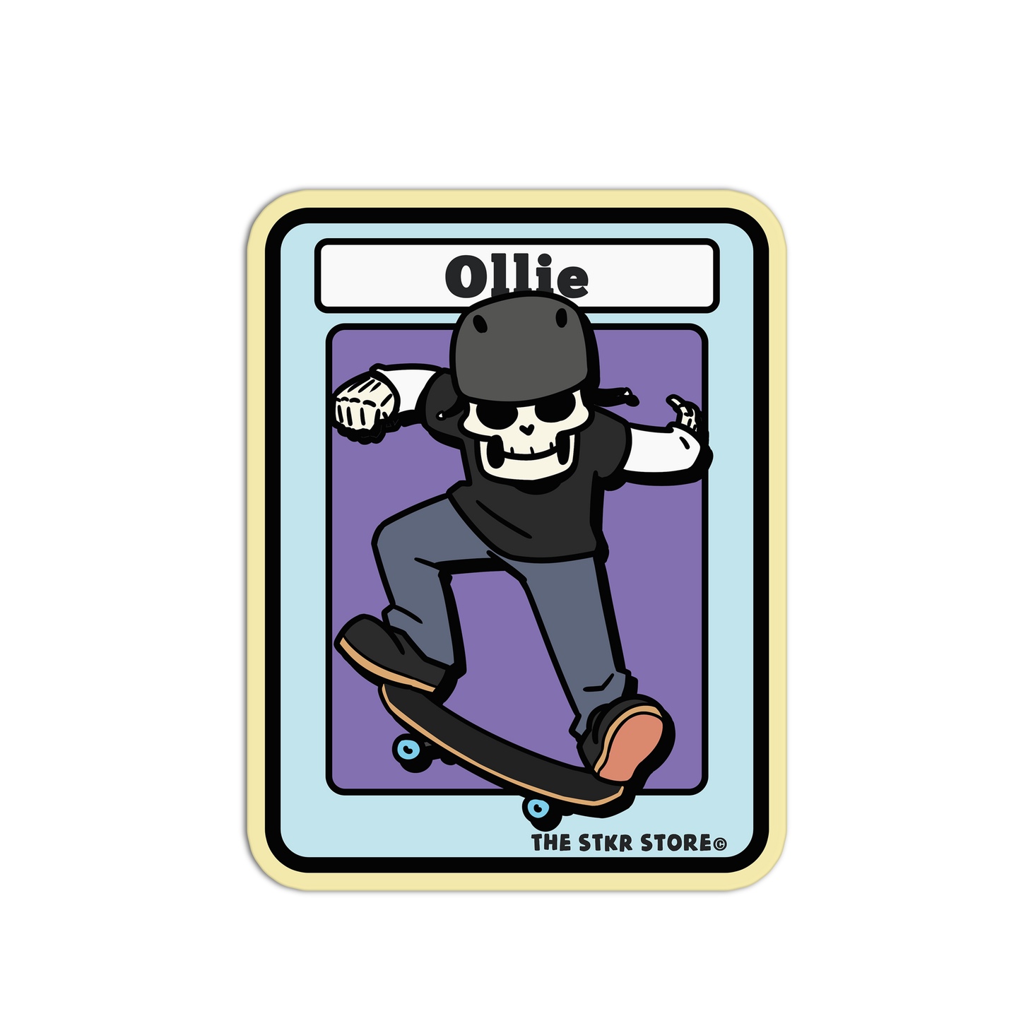Ollie Skateboarding Skull Sticker