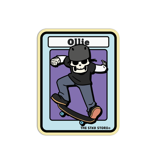 Ollie Skateboarding Skull Sticker