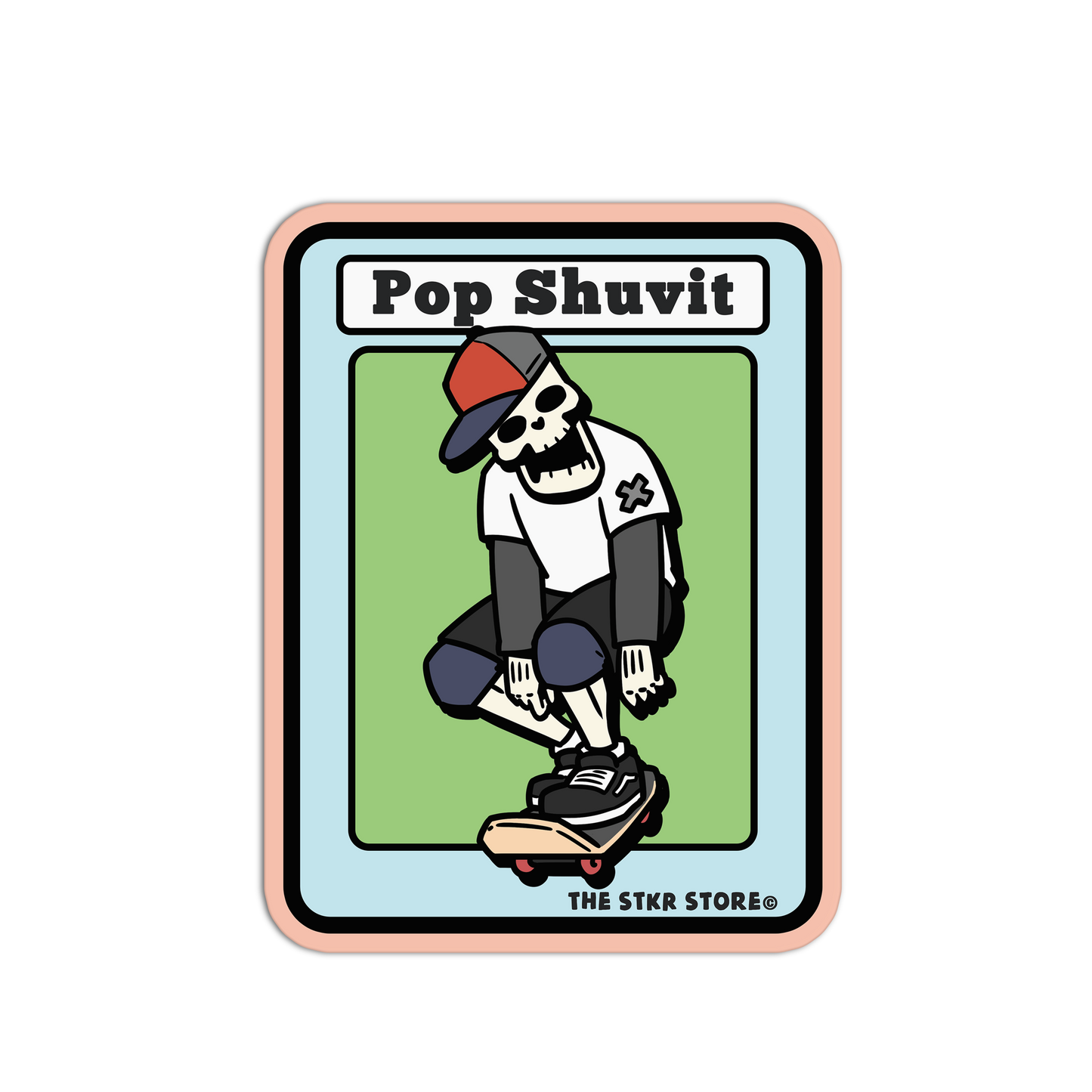 Pop Shuvit Skateboarding Skull Sticker