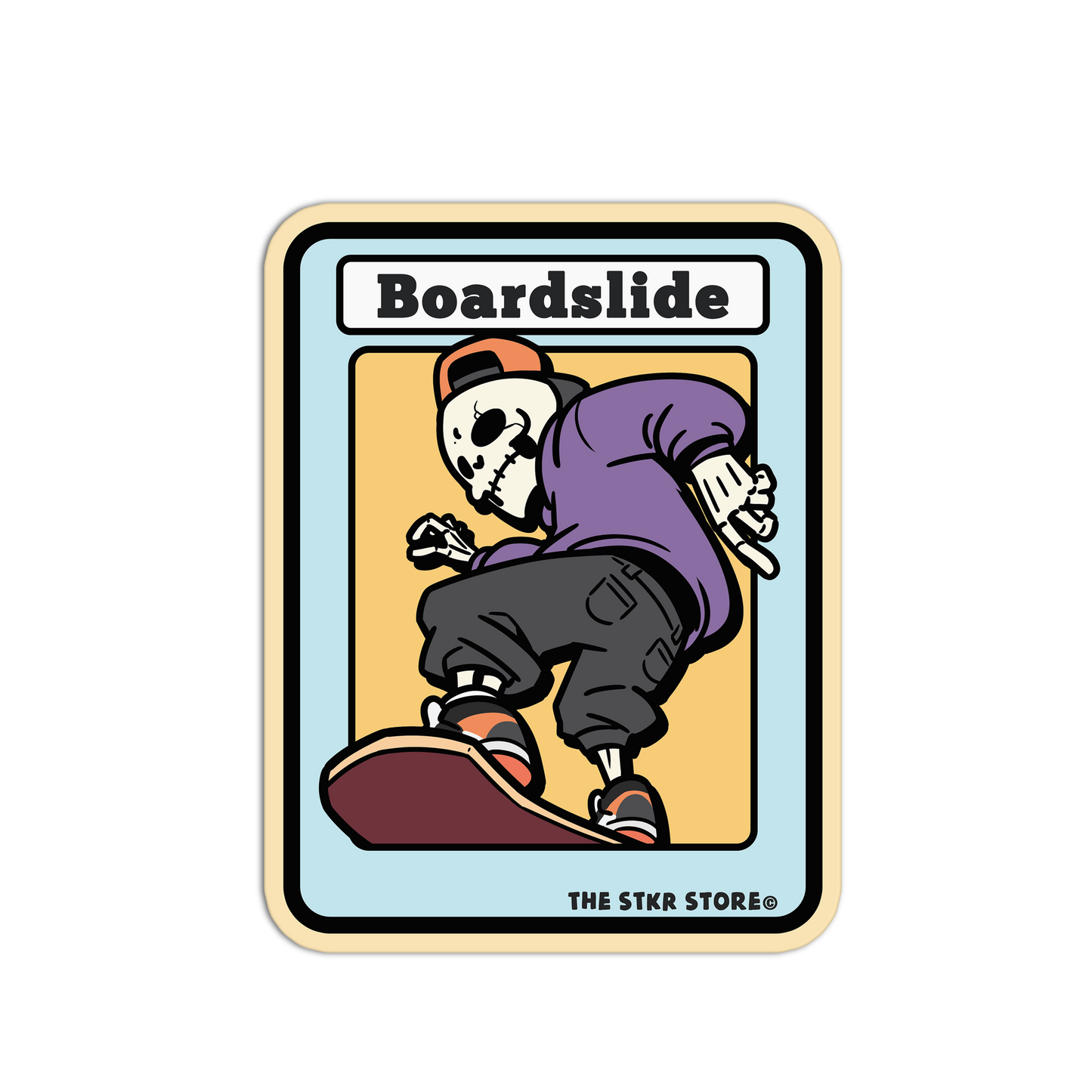Boardslide Skateboarding Skull Sticker