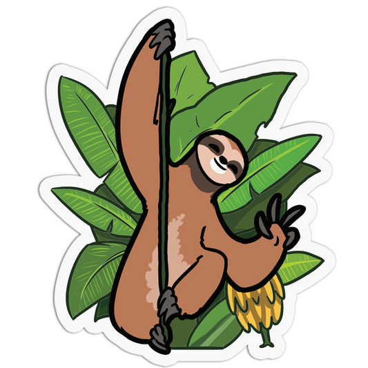 Lush Green Leaves Sloth Sticker