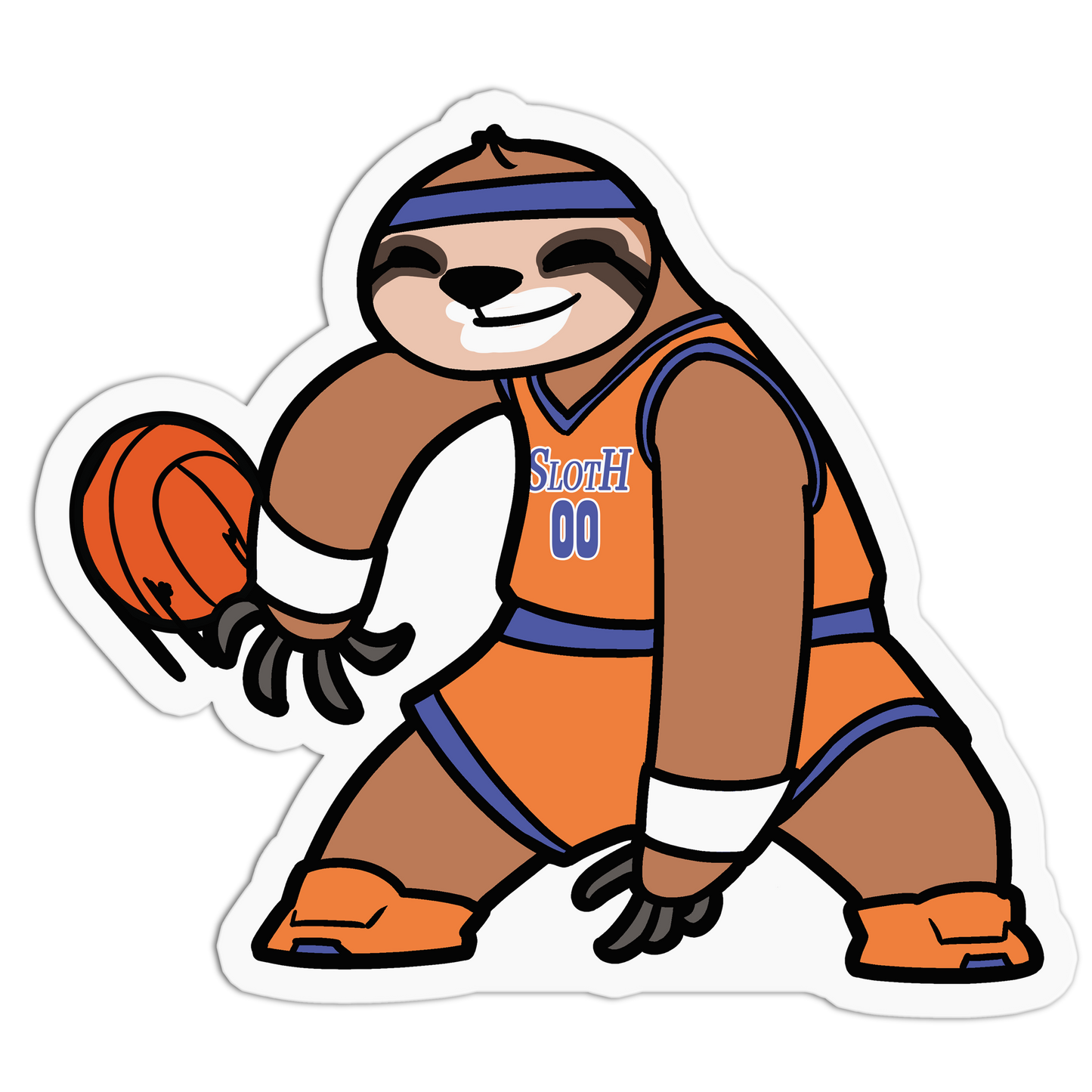 Orange Basketball Uniform Sloth Sticker