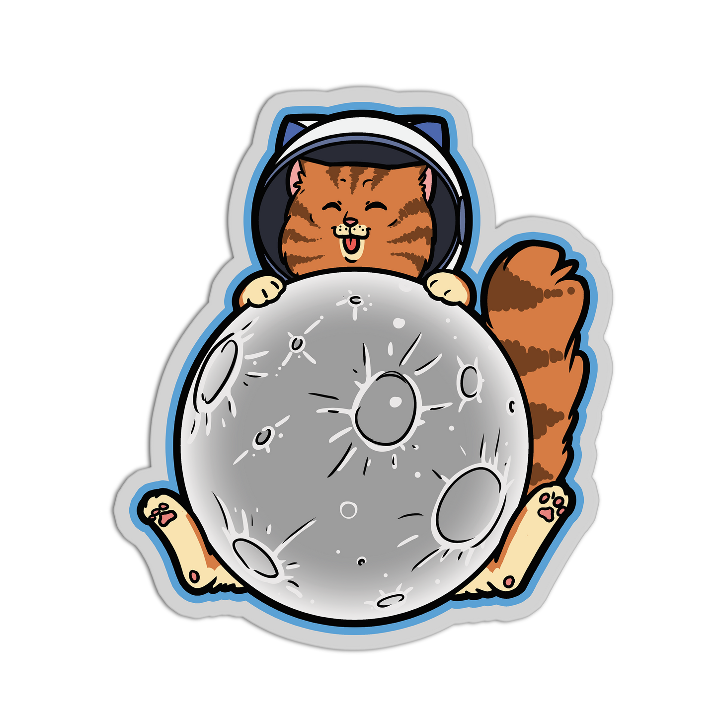 Cosmic Moon-Hugger Space Cat Stickers