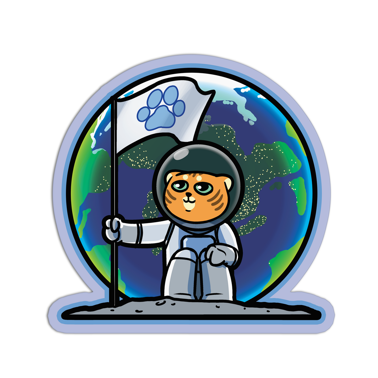 Lunar Flag-Bearer Space Cat Stickers