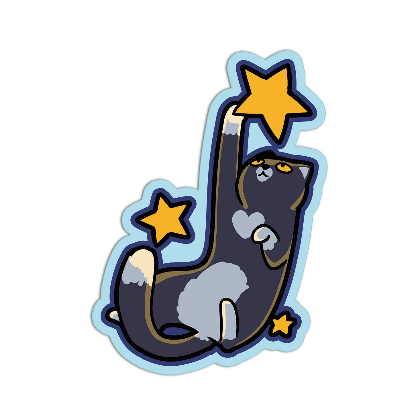 Star-Catcher Tuxedo Space Cat Stickers