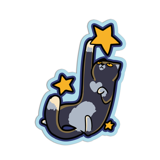 Star-Catcher Tuxedo Space Cat Stickers