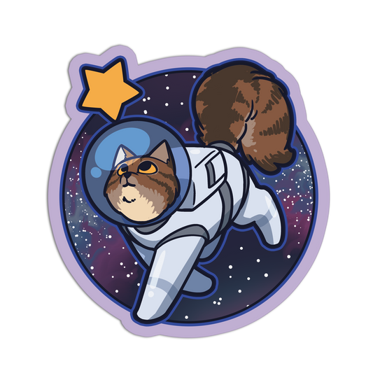Nebula-Bound Floof Space Cat Stickers