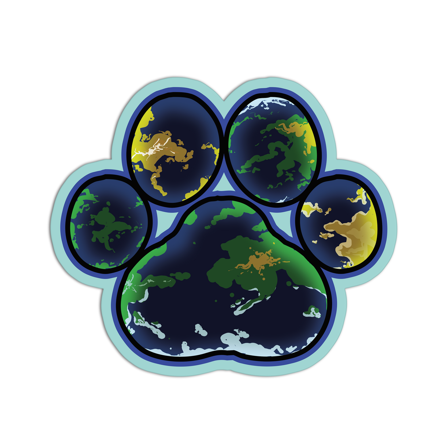 Planetary Paw-Print Space Cat Stickers