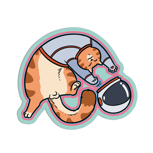 Floating Helmet Flex Space Cat Stickers