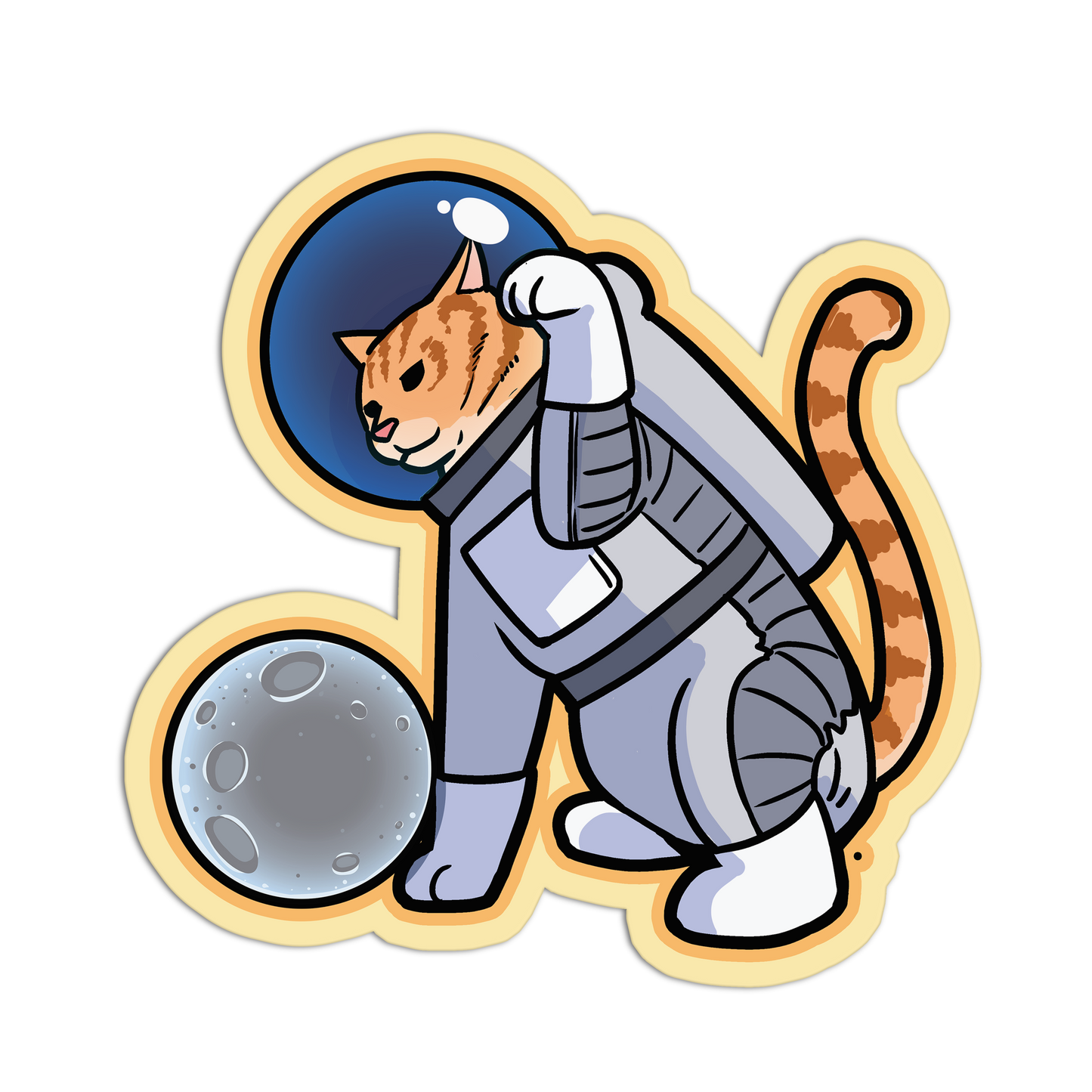 Moon-Mission Meow Space Cat Stickers