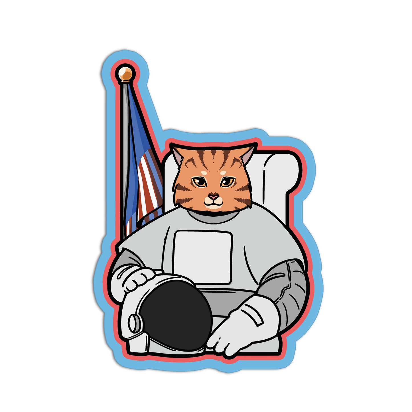 Commander Tabby Headshot Space Cat Stickers