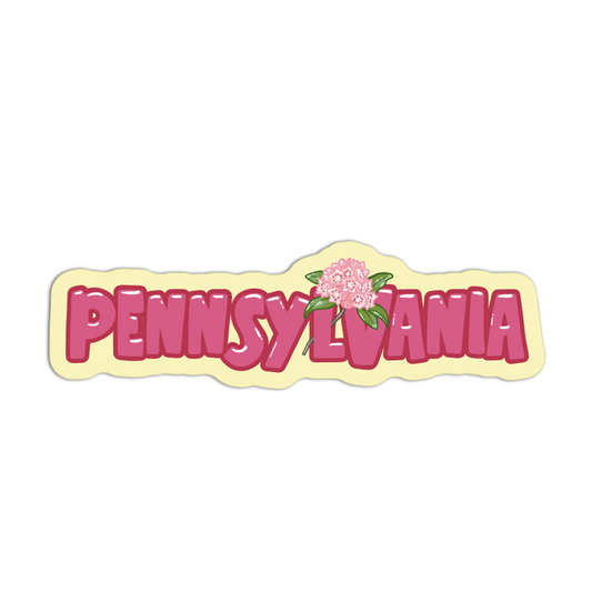 Sticker with 'Pennsylvania' text and floral design on a white background