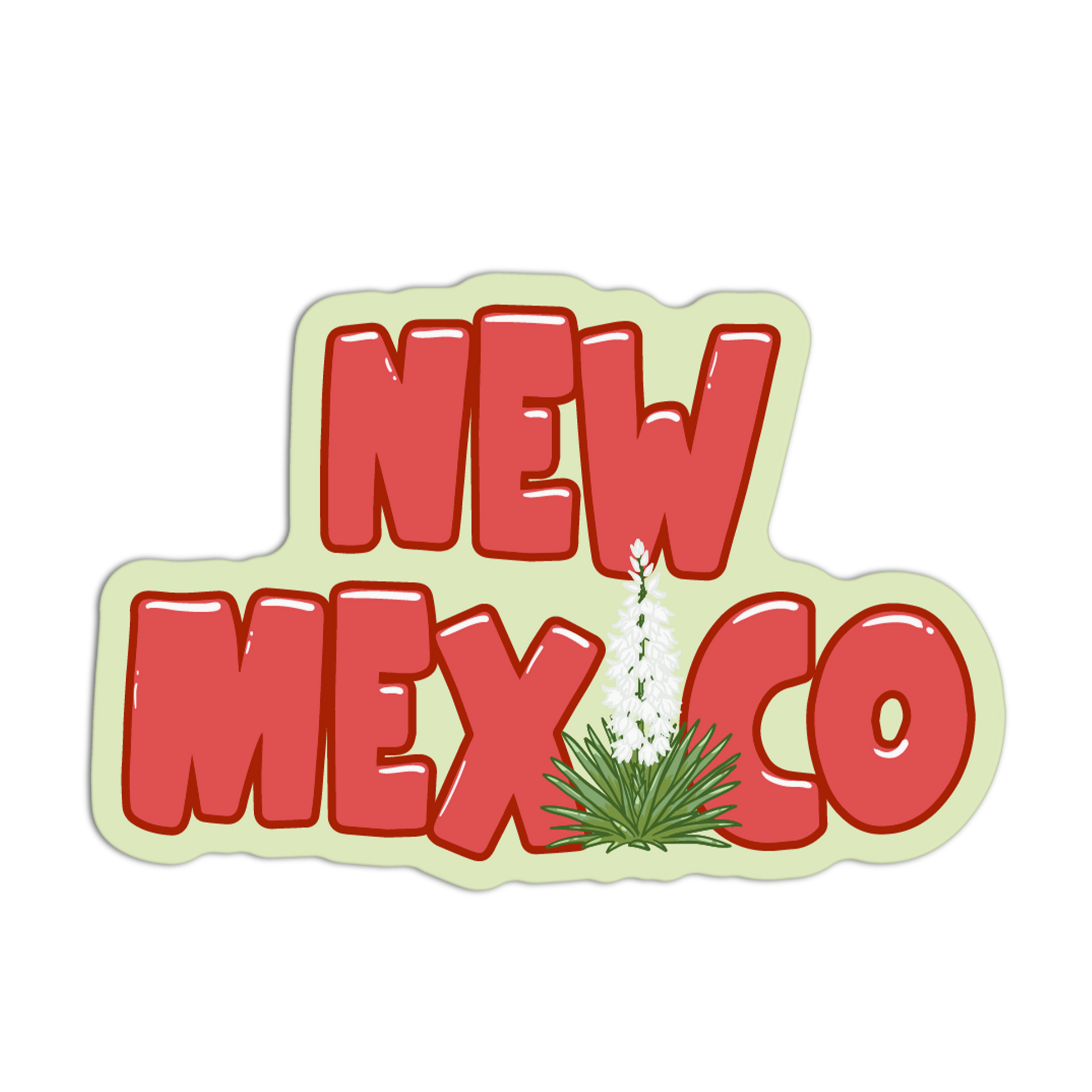 Sticker with 'NEW MEXICO' text and a cactus graphic on a white background