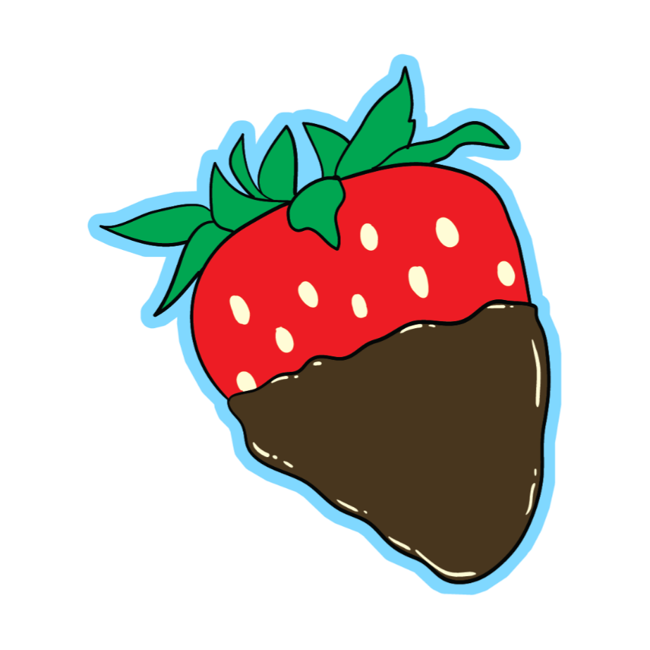 Dipped strawberry with chocolate on a transparent background