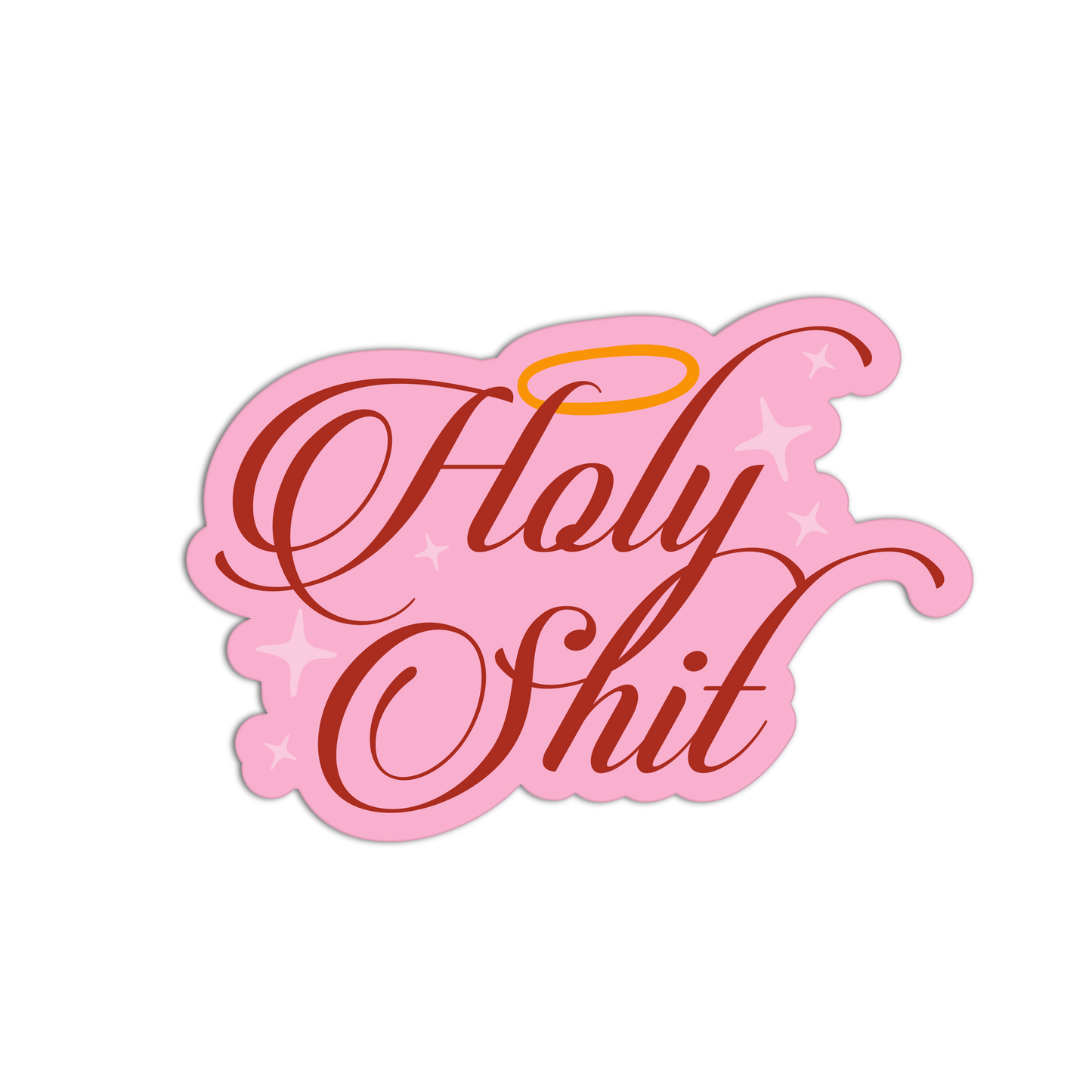 Pink and red graphic with 'Holy Shit' text on a white background