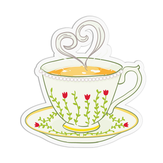 Steaming Hearts Teacup Sticker