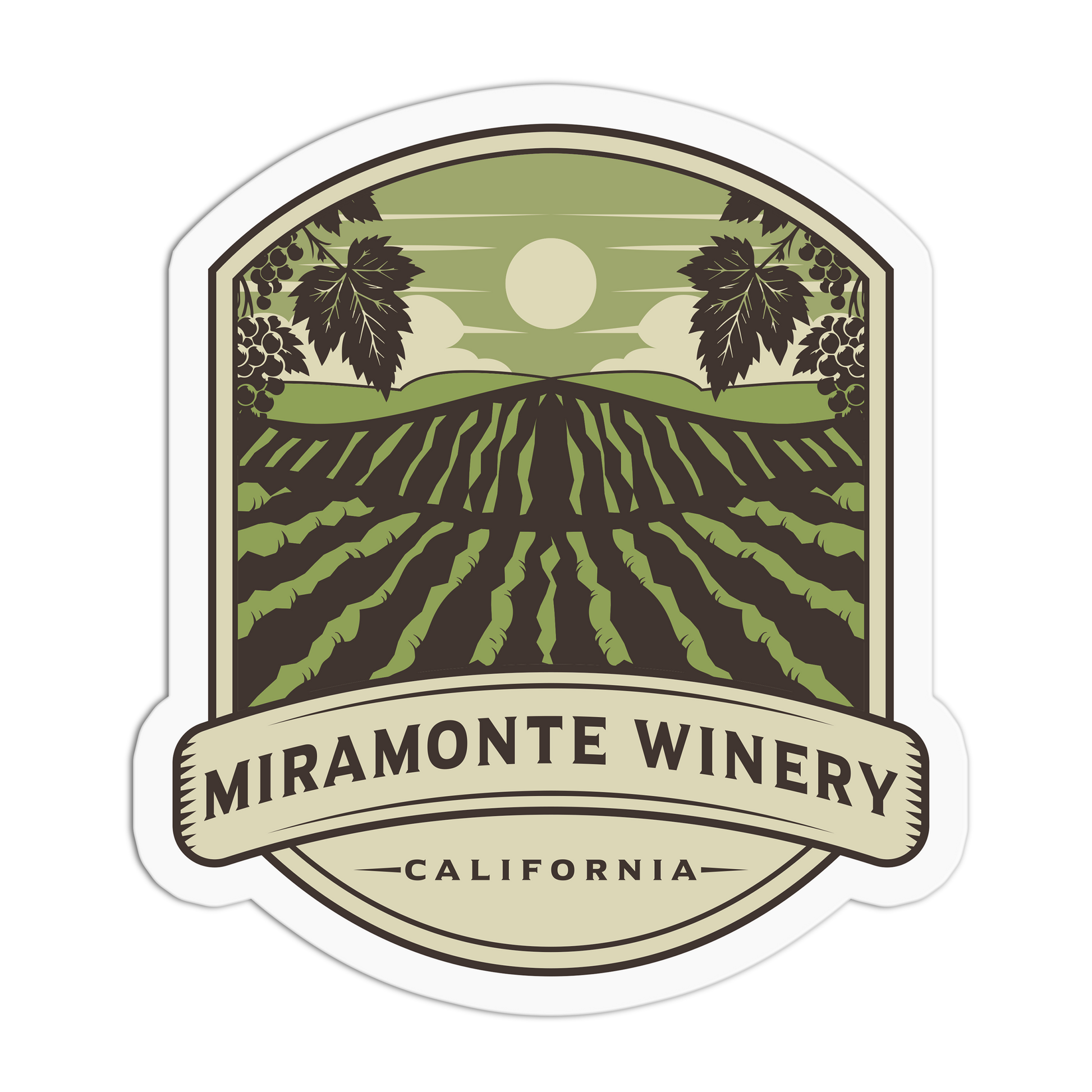 Miramonte Winery logo with vineyard illustration on a white background