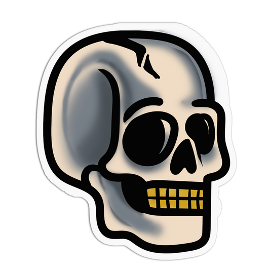 Gold Tooth Skull - Traditional Tattoo Sticker