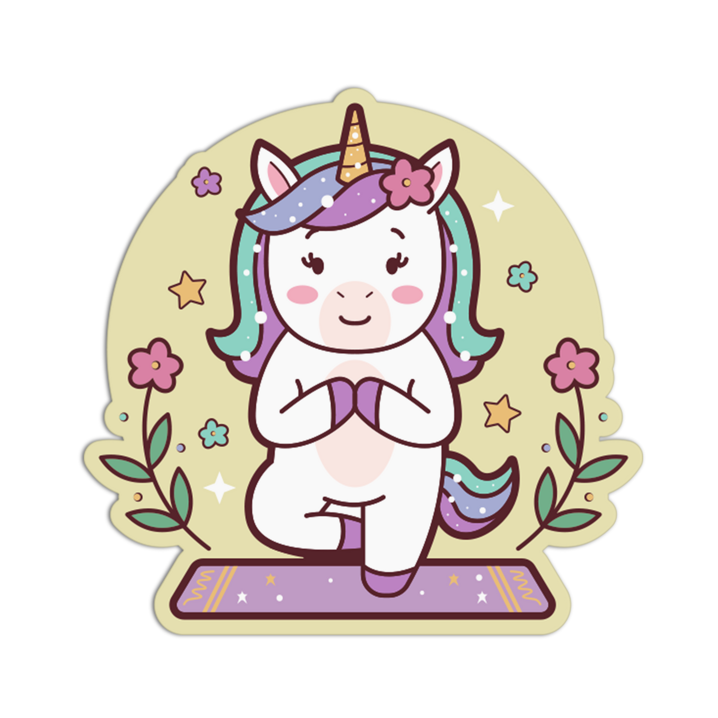 Yoga Meditation Unicorn Stickers