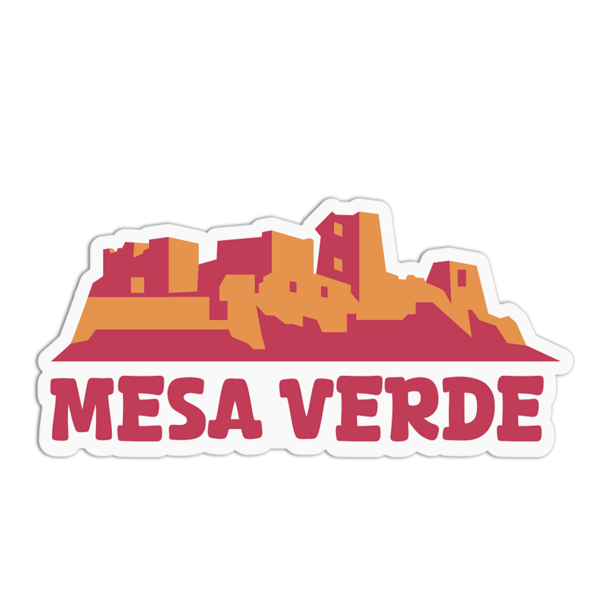 Sticker with Mesa Verde design on a white background