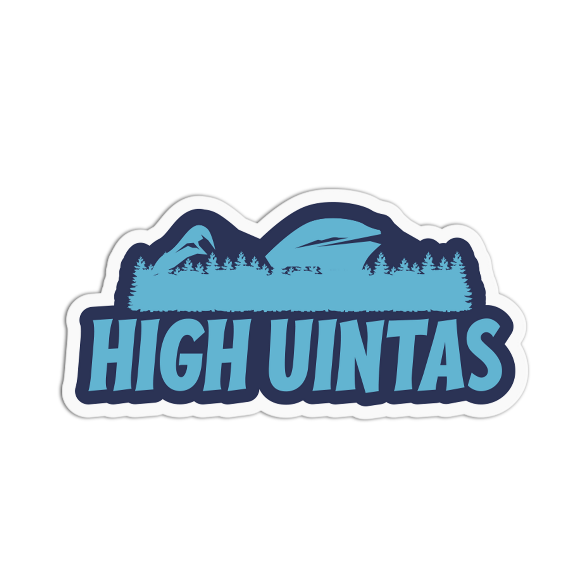 Sticker with 'High Uintas' text and mountain design on a white background