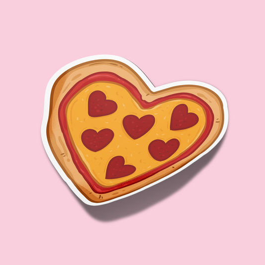 Heart Pepperoni Pizza Valentine's Sticker