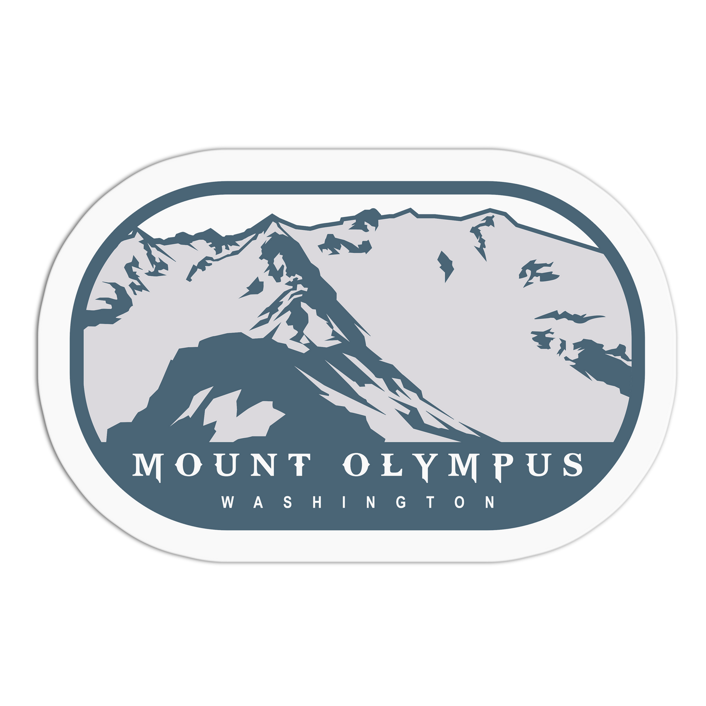 Sticker with Mount Olympus design on a white background