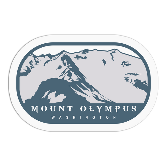 Sticker with Mount Olympus design on a white background