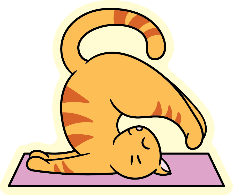 Orange Cat Yoga Animal Stickers