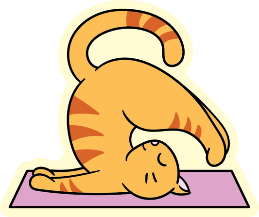 Orange Cat Yoga Animal Stickers