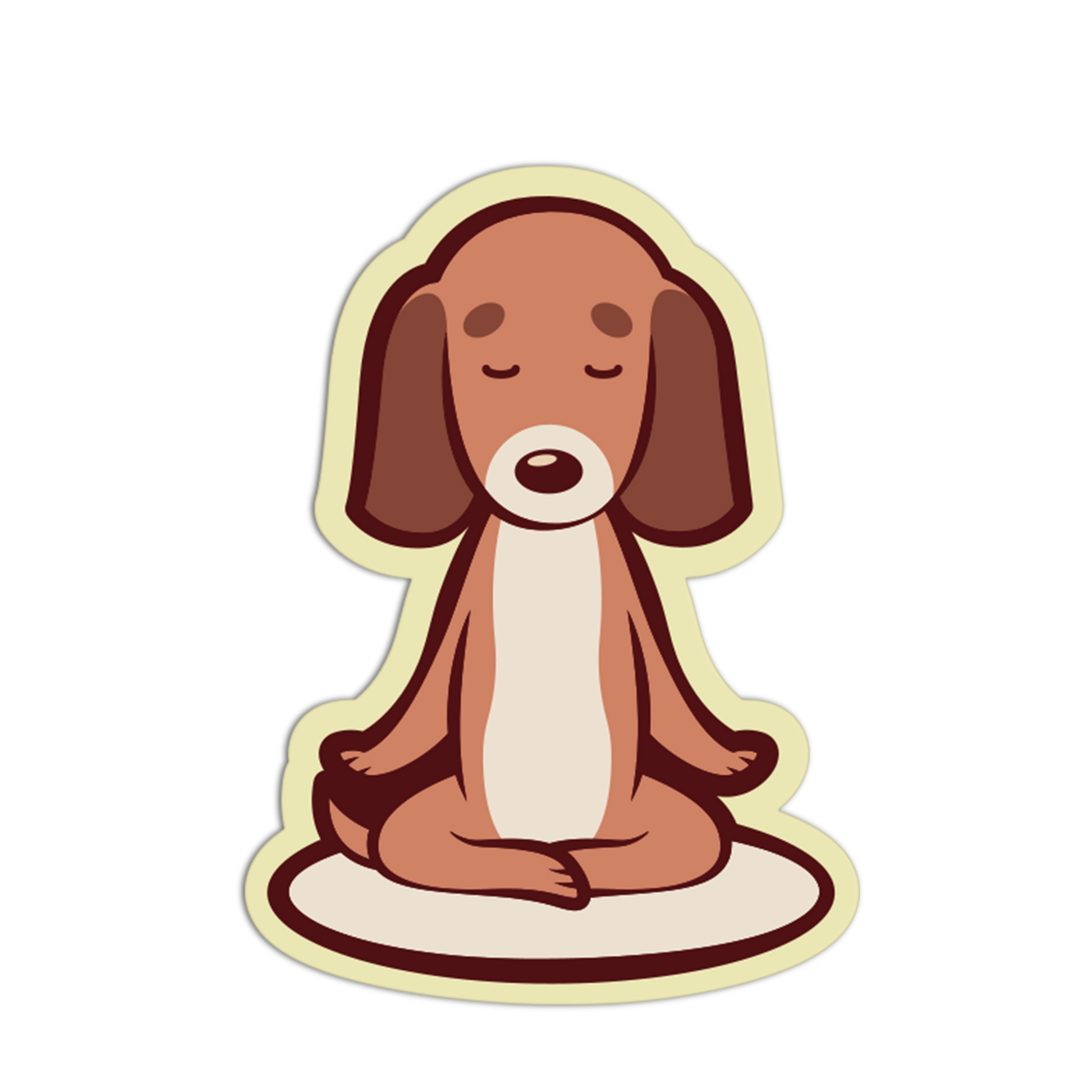 Illustration of a dog in a meditative pose on a white background