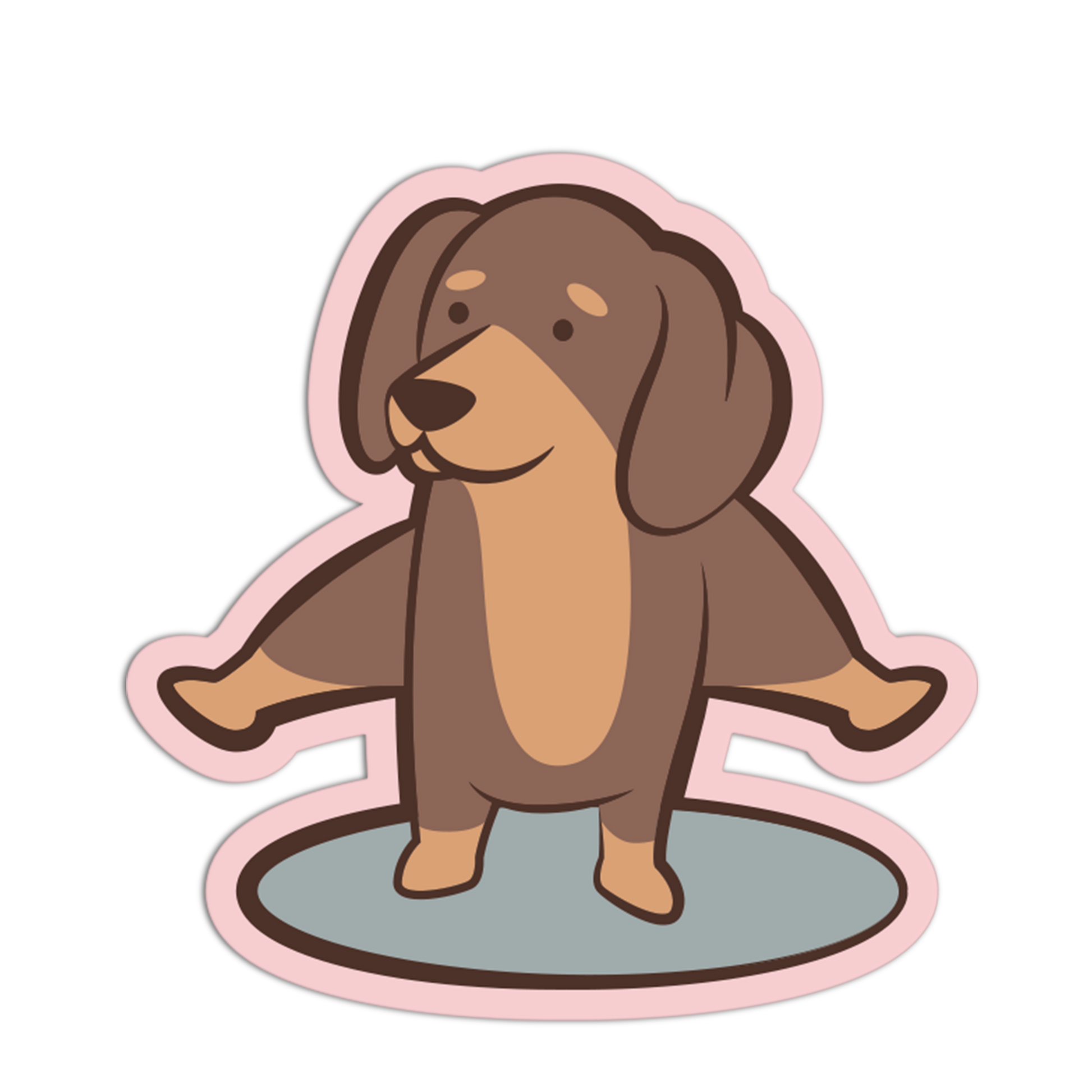 Cartoon-style dachshund sticker on a white background