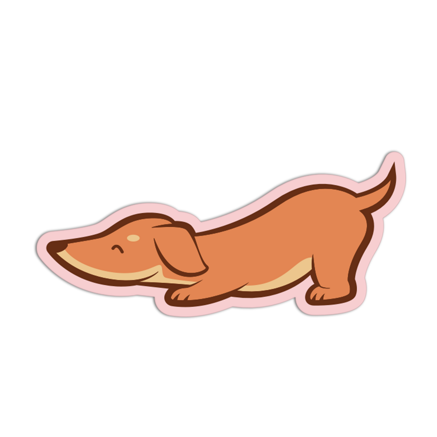 Cartoon-style dachshund sticker on a white background