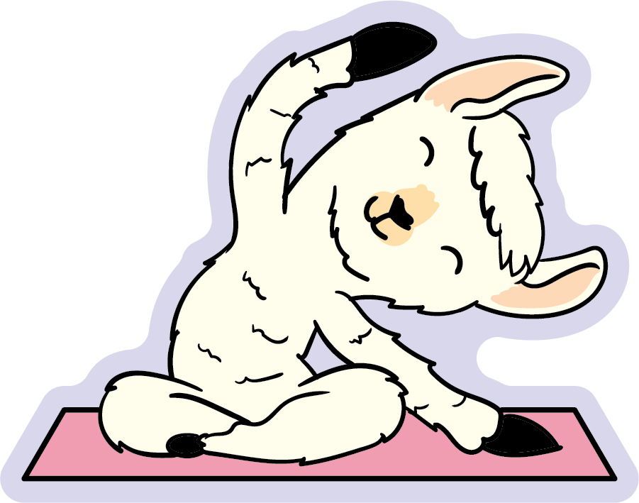 Llama’s Side-Stretch Yoga Animal Stickers